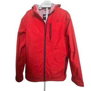 johnnie-O Prep-formance Hooded Jacket Red Full Zip Lightweight Men's L Vented